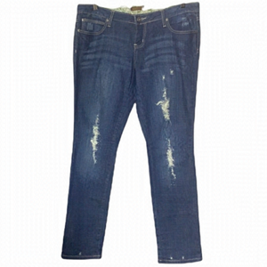 VINTAGE🧚‍♀️Y2K Medium Wash Distressed Bejewelled Straight Leg Jeans Size 13